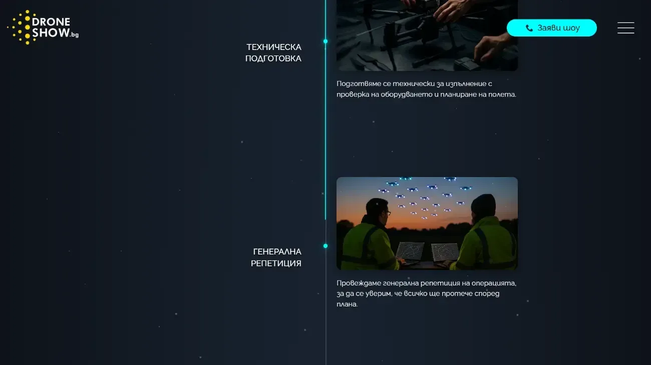 Етапи на подготовка на шоу на уебсайта на DroneShow