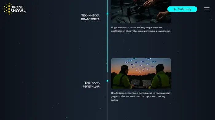 Show preparation timeline on the DroneShow website