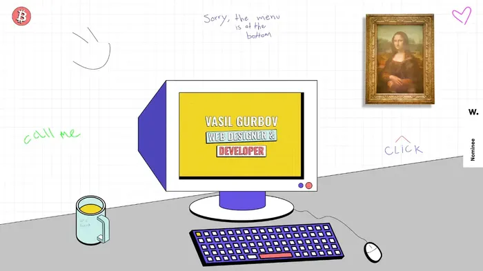 Illustrated homepage of the Gurbov Design portfolio