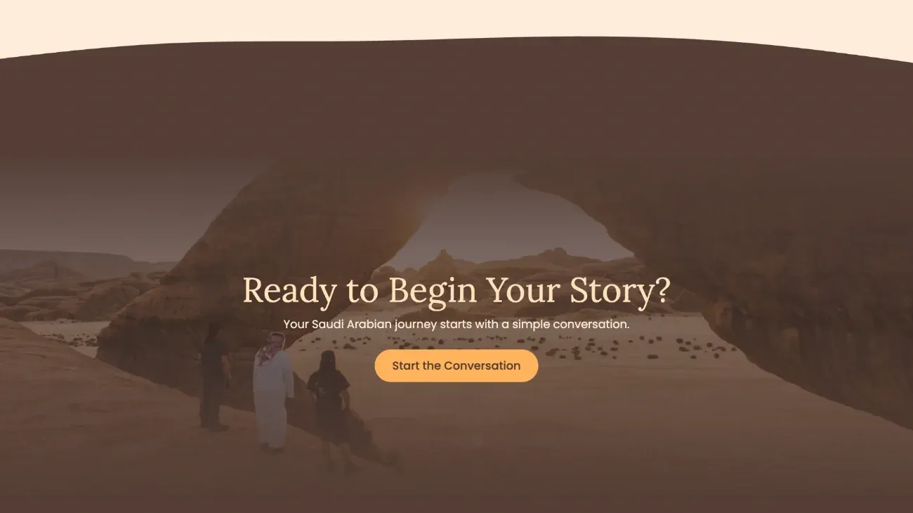 Conversation call-to-action section of the Hinat Tours website
