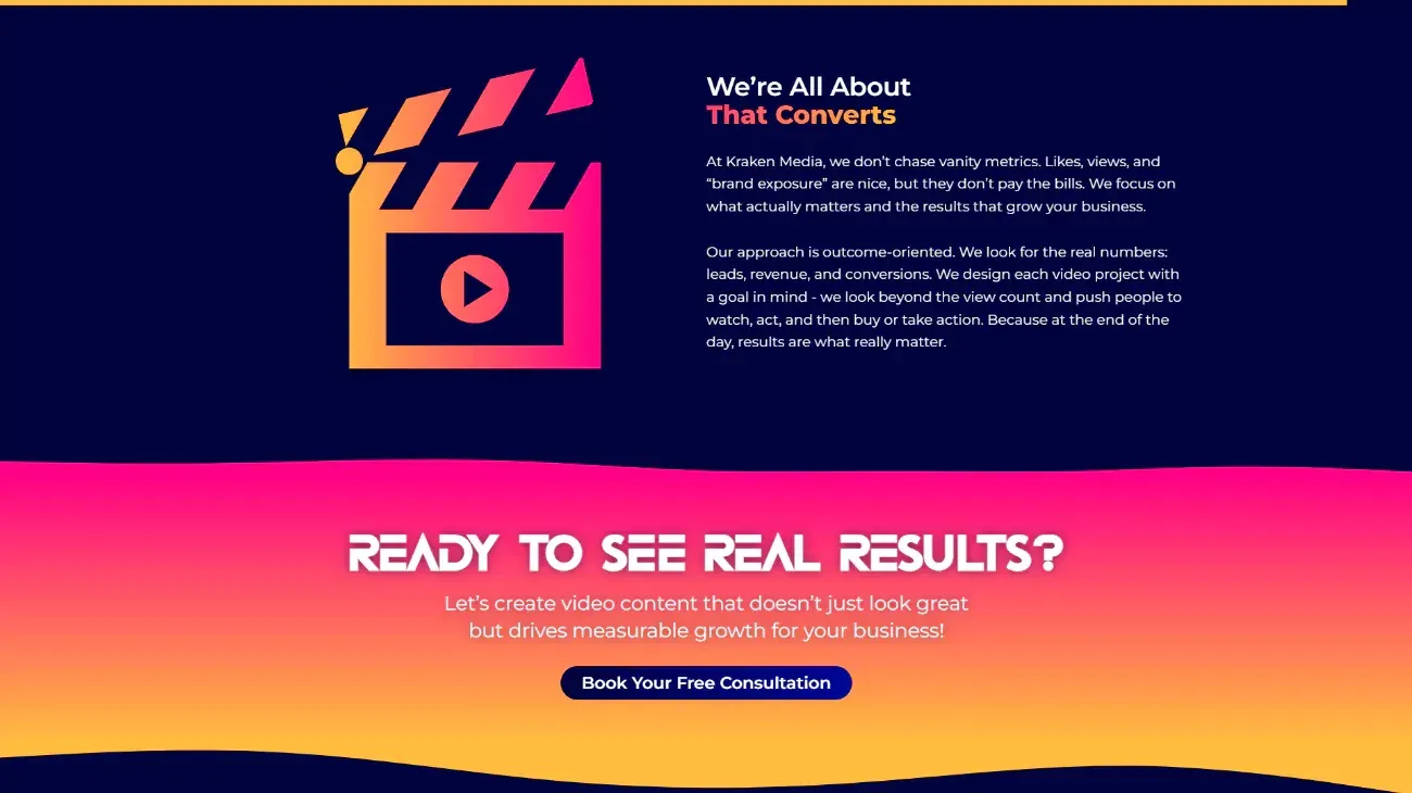 Results and consultation section of the Kraken Media website
