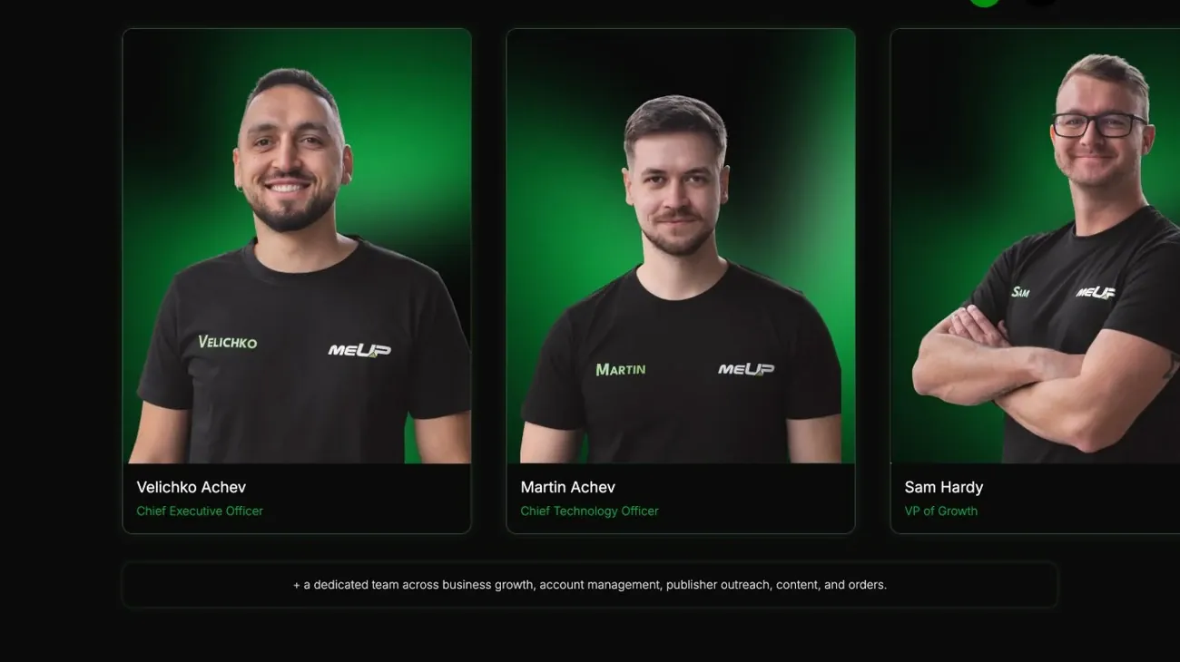 MeUp leadership team section