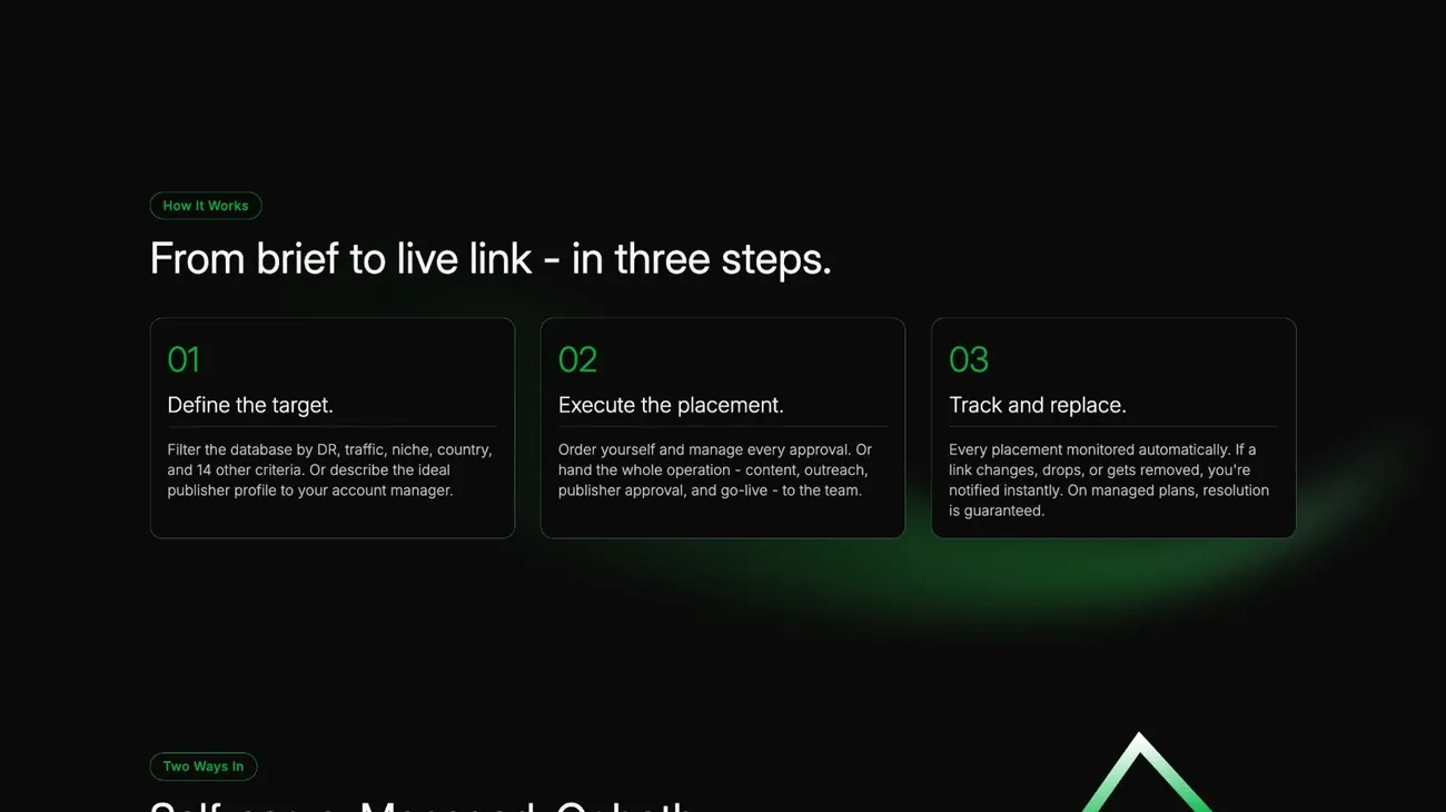 From brief to live link in three steps section