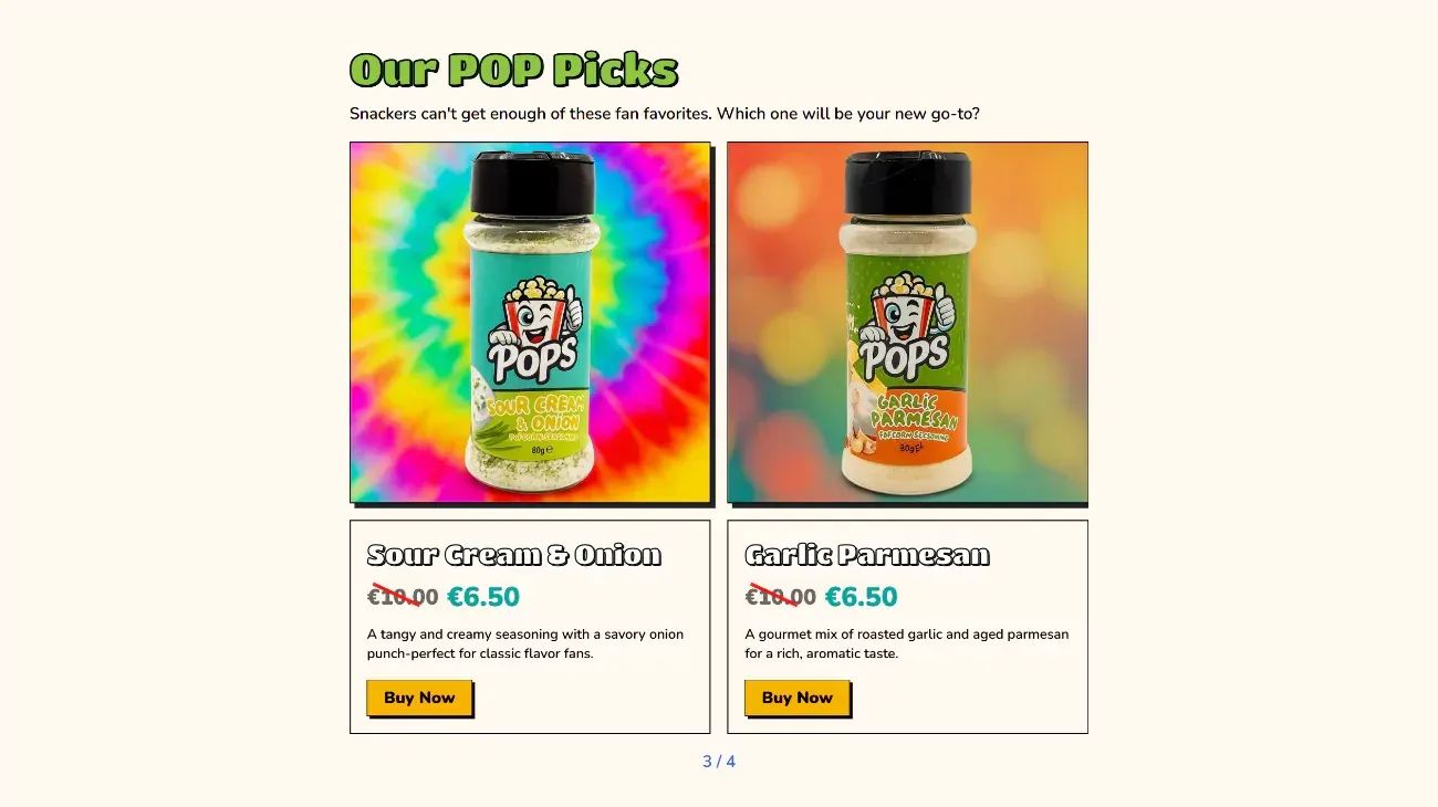 Popcorn seasonings in the POPS online store