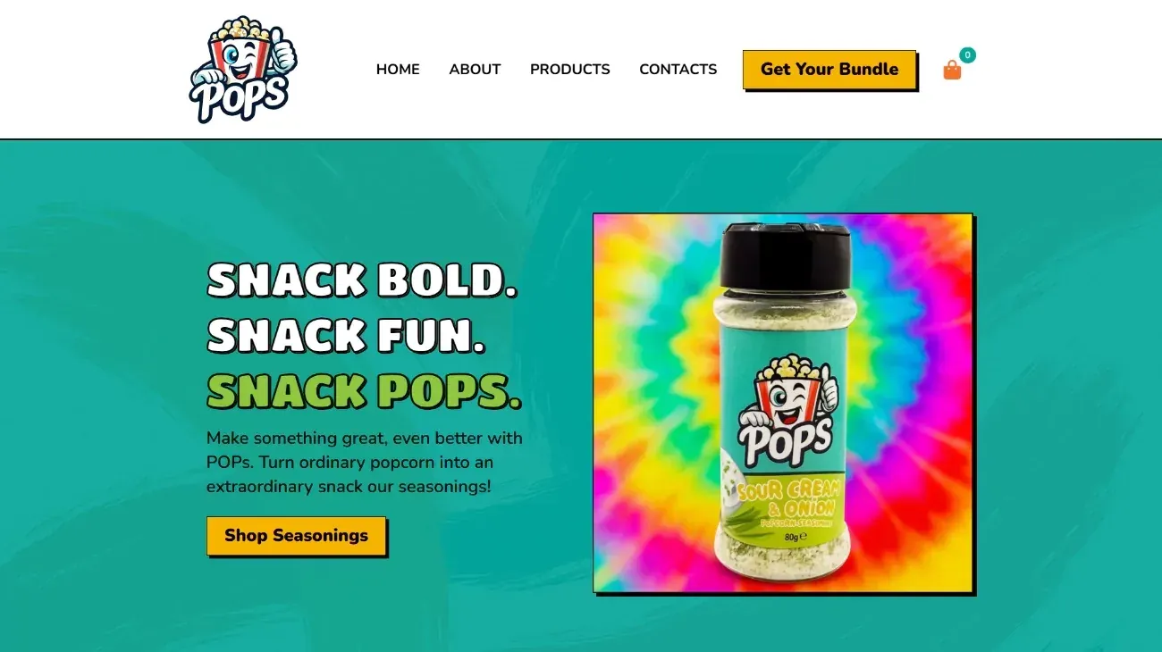 Homepage of the POPS online store